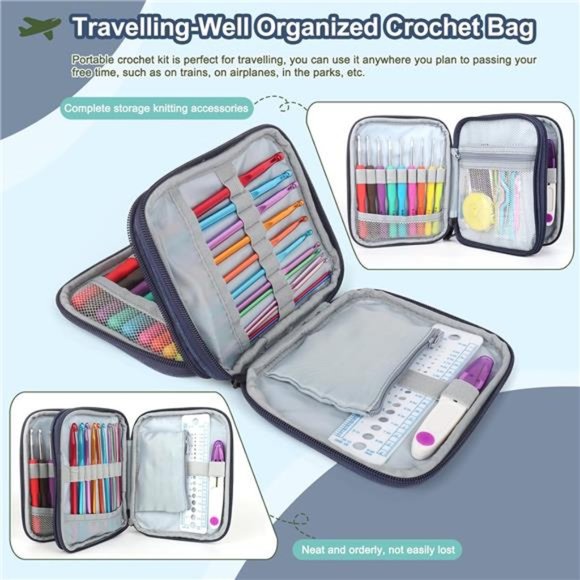 85-Piece Crochet Hooks Set,Crochet Hook Kit with Storage Case,Ergonomic Knitting - Picture 2 of 6